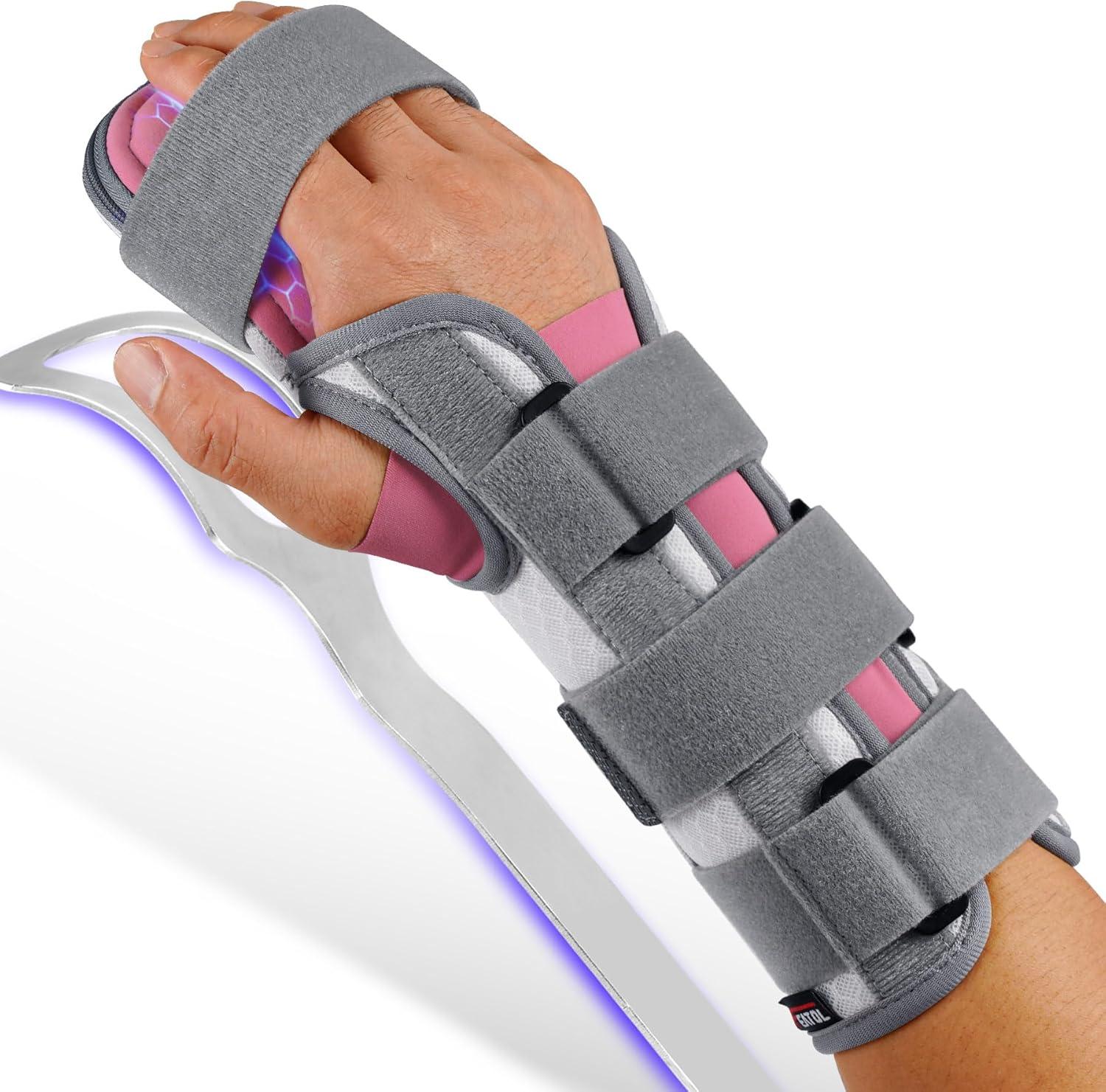imageFEATOL Resting Hand Splint Stroke Night Immobilizer with Removable Splints Pain Relief For Carpel Tunnel Stroke Recovery Arthritis TendinitisFunctional Support Wrist Finger BraceRight Hand MediumFor Men and WomenLarge
