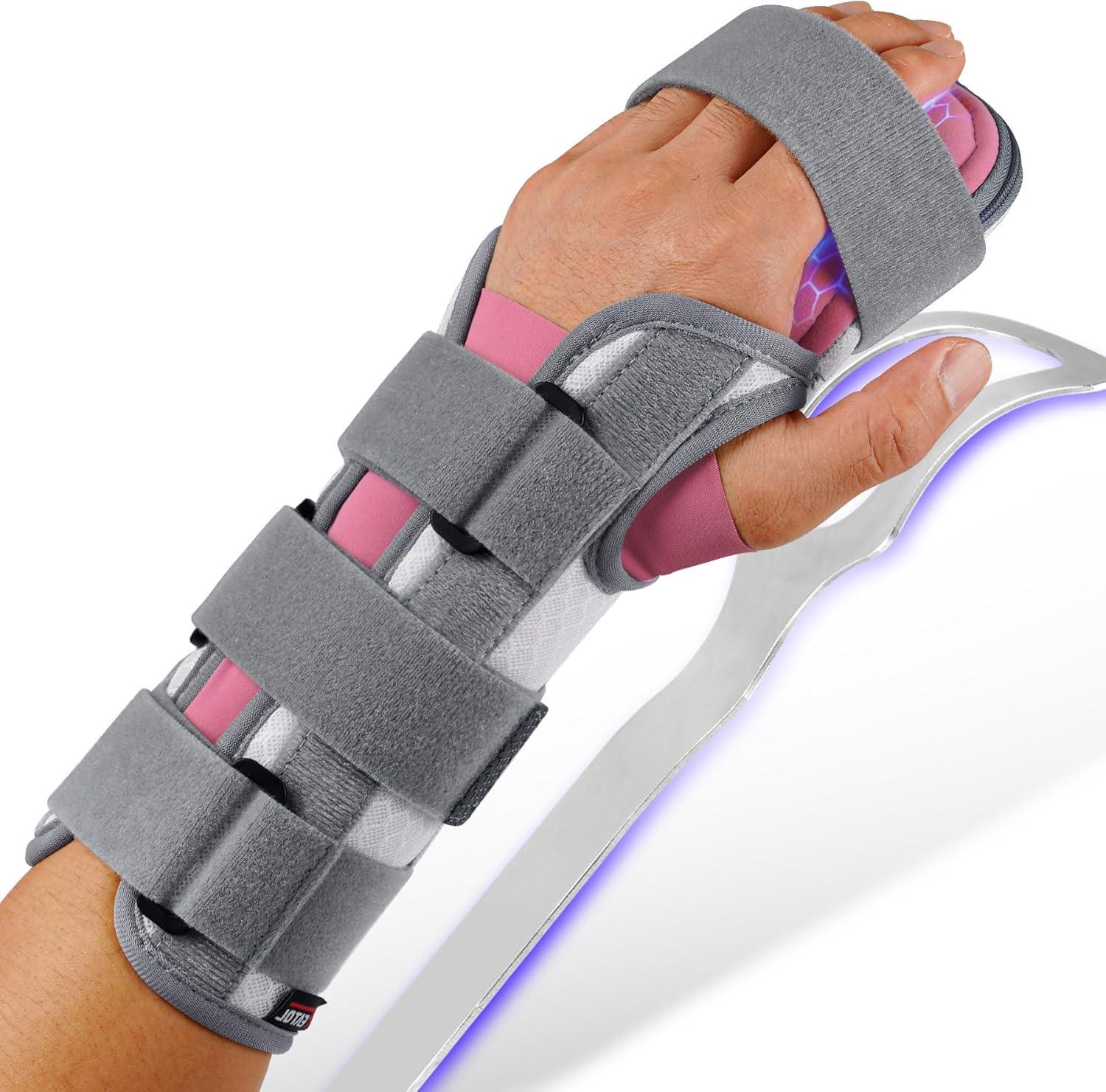 imageFEATOL Resting Hand Splint Stroke Night Immobilizer with Removable Splints Pain Relief For Carpel Tunnel Stroke Recovery Arthritis TendinitisFunctional Support Wrist Finger BraceRight Hand MediumFor Men and WomenMedium