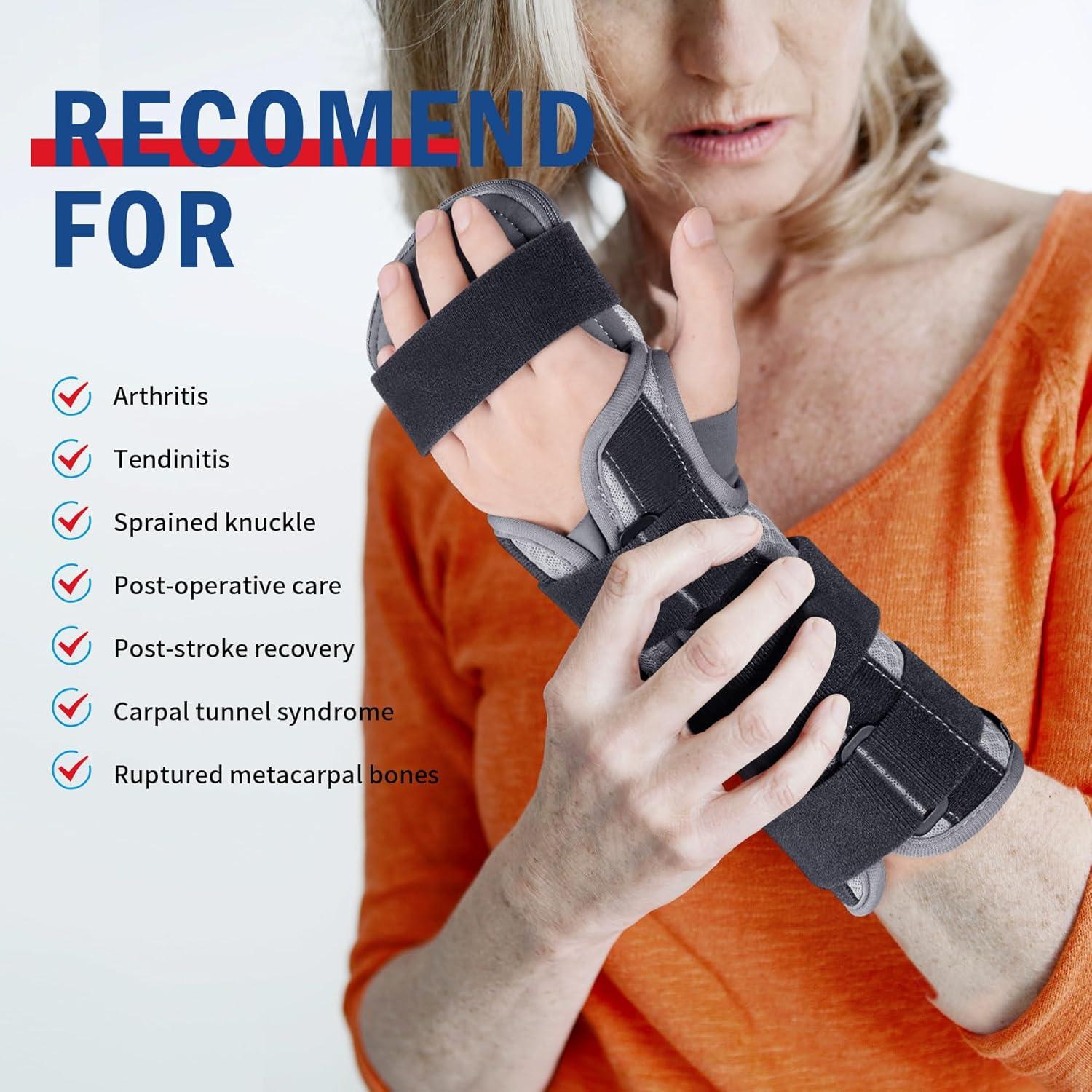imageFEATOL Resting Hand Splint Stroke Night Immobilizer with Removable Splints Pain Relief For Carpel Tunnel Stroke Recovery Arthritis TendinitisFunctional Support Wrist Finger BraceRight Hand MediumFor Men and WomenMedium