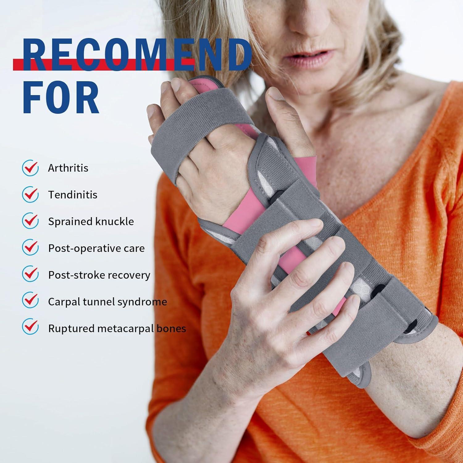 imageFEATOL Resting Hand Splint Stroke Night Immobilizer with Removable Splints Pain Relief For Carpel Tunnel Stroke Recovery Arthritis TendinitisFunctional Support Wrist Finger BraceRight Hand MediumFor Men and WomenMedium