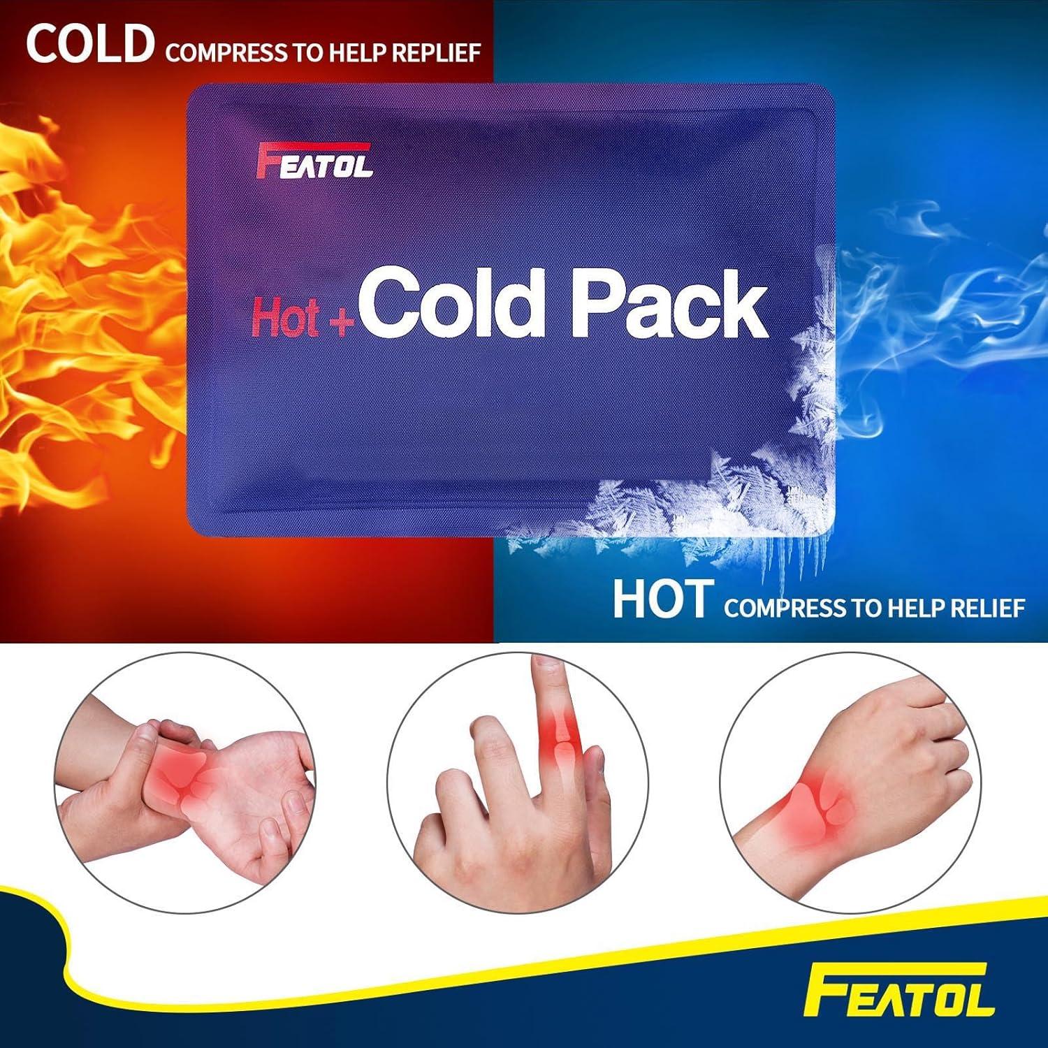 imageFEATOL Wrist Brace Carpal Tunnel Night Support Brace with Wrist Splint Adjustable Straps HotIce Pack for Women and Men Right Hand MediumLarge Tendinitis Arthritis Pain ReliefSmallMedium Pack of 1