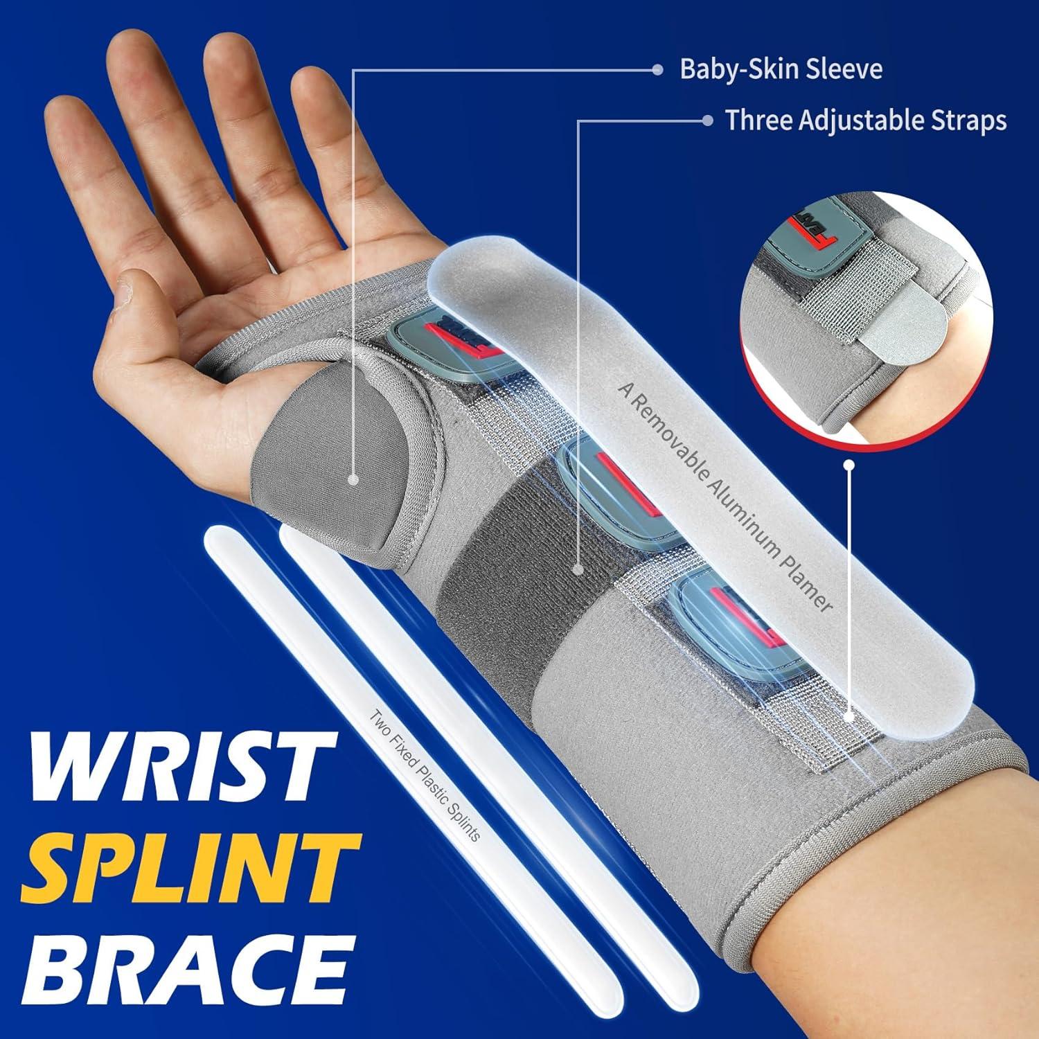 imageFEATOL Wrist Brace Splint Carpal Tunnel for Women Men Night Wrist Sleep Support Brace Left Hand MediumLarge Pain Relief for Sprain Arthritis TendonitisMediumLarge Pack of 1