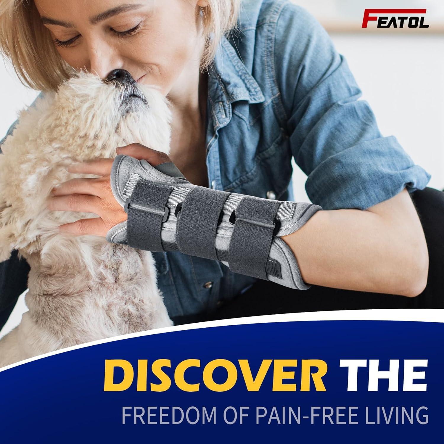 imageFEATOL Wrist Brace Splint Carpal Tunnel for Women Men Night Wrist Sleep Support Brace Left Hand MediumLarge Pain Relief for Sprain Arthritis TendonitisSmallMedium Pack of 1