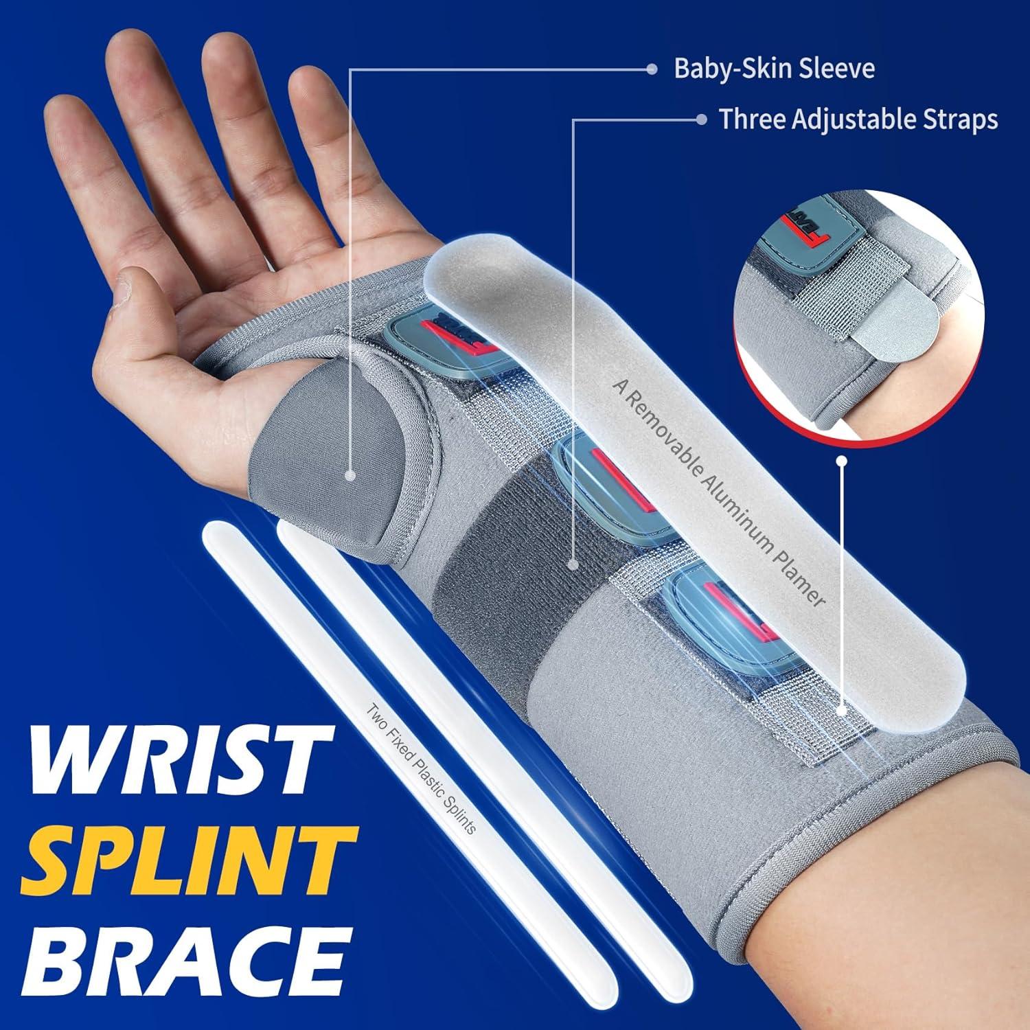 imageFEATOL Wrist Brace Splint Carpal Tunnel for Women Men Night Wrist Sleep Support Brace Left Hand MediumLarge Pain Relief for Sprain Arthritis TendonitisSmallMedium Pack of 1