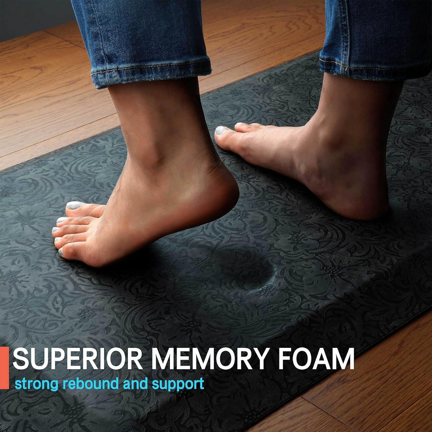 imageFEATOL Anti Fatigue Comfort Mat Thick Ergonomic Kitchen Floor Mats for Office Kitchens NonSlip Bottom Relieves Foot Knee and Back Pain Phthalate Free 20x59x910Inch59L x 20W x 09Th