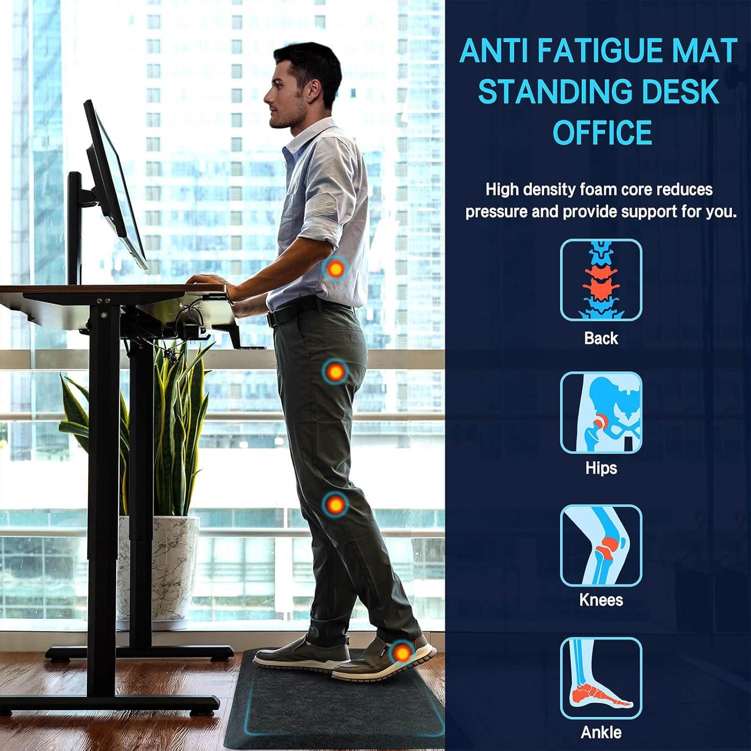 imageFEATOL Anti Fatigue Comfort Mat Thick Ergonomic Kitchen Floor Mats for Office Kitchens NonSlip Bottom Relieves Foot Knee and Back Pain Phthalate Free 20x59x910Inch59L x 20W x 09Th