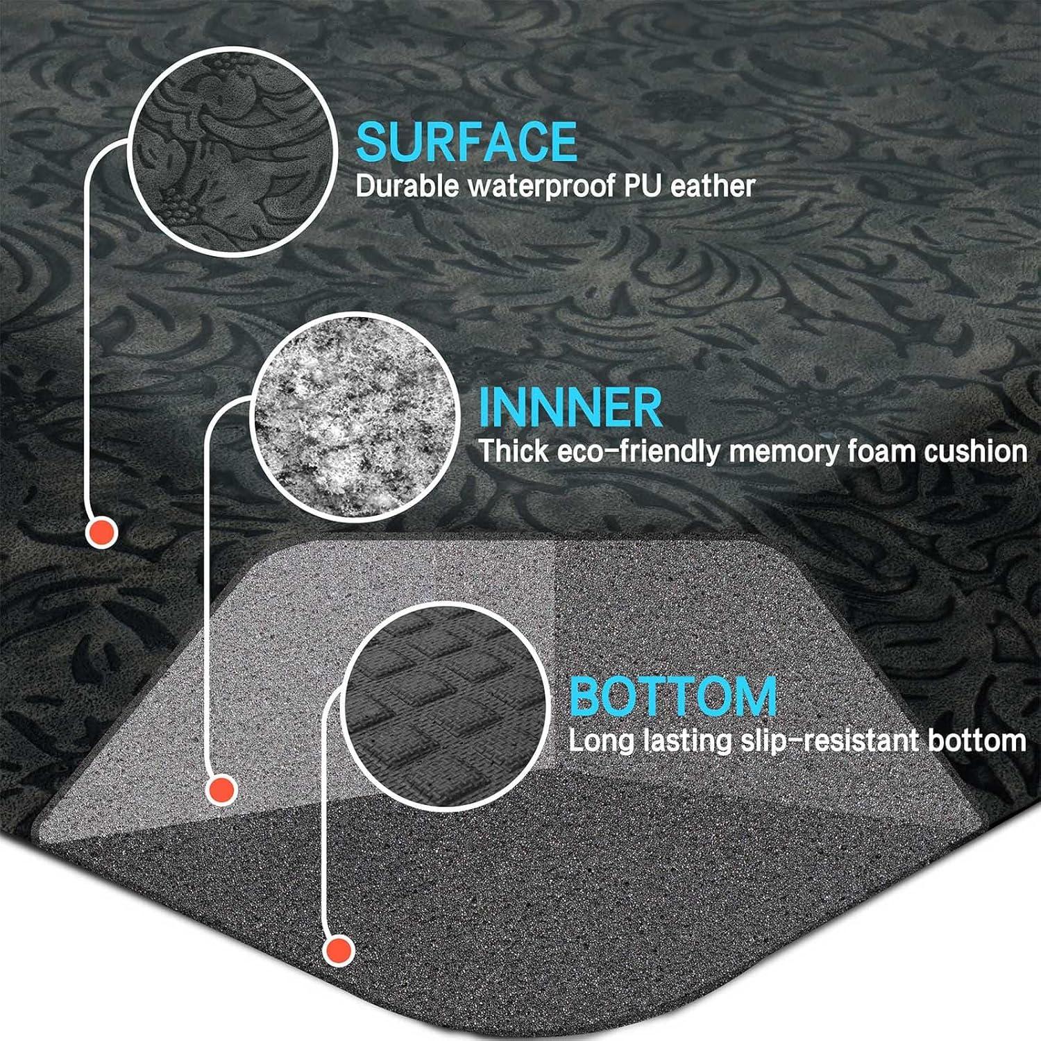 imageFEATOL Anti Fatigue Comfort Mat Thick Ergonomic Kitchen Floor Mats for Office Kitchens NonSlip Bottom Relieves Foot Knee and Back Pain Phthalate Free 20x59x910Inch59L x 20W x 09Th