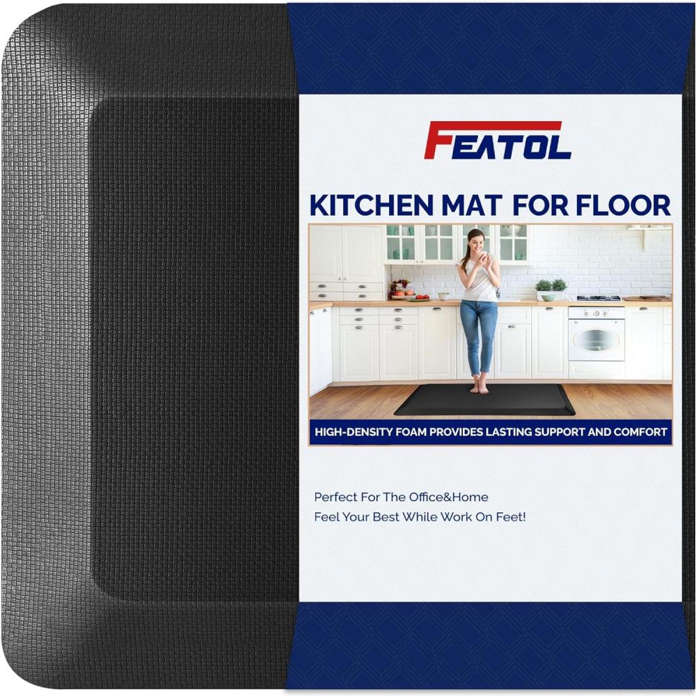 imageFEATOL Anti Fatigue Mat for Standing 910 Extra Thick Ergonomic Standing Desk Mat Comfort ampamp Durable Memory Foam Standing Mat at HomeOffice All Day 20quot x 32quot BlackBlack