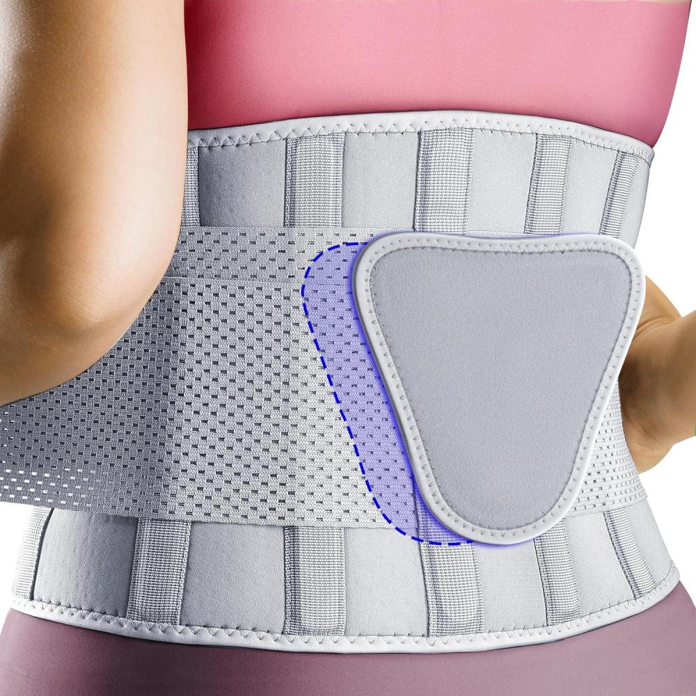 imageFEATOL Back Brace Support BeltLumbar Support Back Brace for Back Pain Sciatica Scoliosis Herniated Disc Adjustable Support StrapsLower Back Brace with Removable Lumbar Pad for Men ampamp WomenGrey