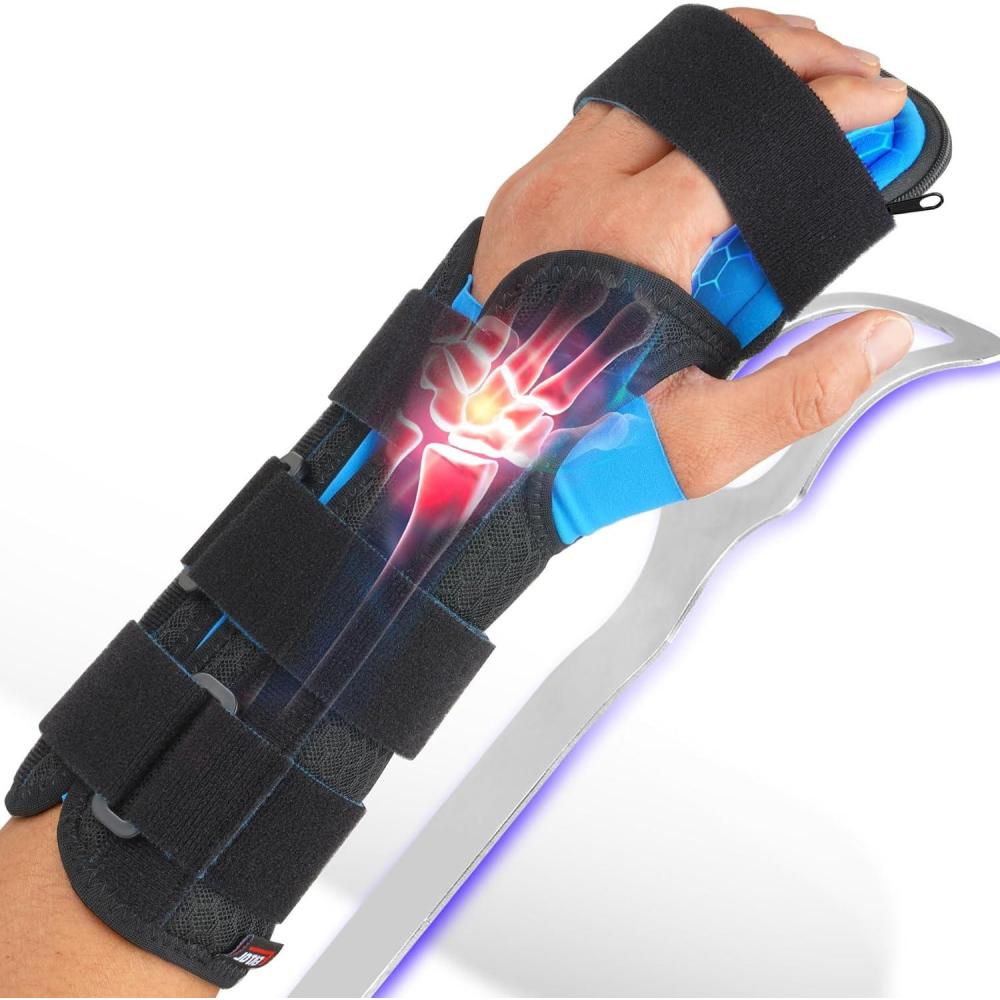 imageFEATOL Resting Hand Splint Stroke Night Immobilizer with Removable Splints Pain Relief For Carpel Tunnel Stroke Recovery Arthritis TendinitisFunctional Support Wrist Finger BraceRight Hand MediumFor Men and WomenMedium