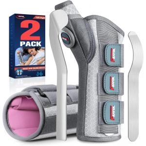 imageFEATOL 2 Pack Wrist Brace with Thumb Spica Splint for De Quervains Tenosynovitis Carpal Tunnel Tendonitis ArthritisThumb Brace for Pain ReliefLeft And Right HandMediumLargeWhite Pink