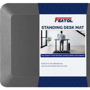 imageFEATOL Anti Fatigue Mat for Standing 910 Extra Thick Ergonomic Standing Desk Mat Comfort ampamp Durable Memory Foam Standing Mat at HomeOffice All Day 20quot x 32quot BlackGrey