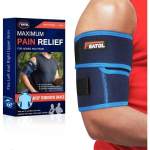 imageFEATOL Bicep Tendonitis Brace Compression Sleeve Support Upper Arm Brace Tricep Bicep Support Bands for Men and Women Arm Wrap Pain Relief for Muscle Strains and InflammationBlack LargeBlue
