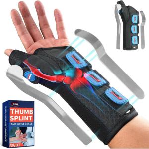 imageFEATOL Carpal Tunnel Wrist Brace Night Support Thumb Spica Splint Right Hand for De Quervains Tenosynovitis Tendonitis Wrist Brace With Thumb SupportSmallMediumWomen ampamp Men BlackLargeXLargePack of 1