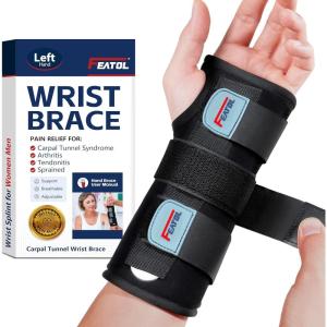 imageFEATOL Wrist Brace Hand Brace Carpal Tunnel Wrist Splint Night Support for Women Men Pain Relief Support Tendonitis Arthritis Sprain Right Hand SmallMediumSmallMedium Pack of 1