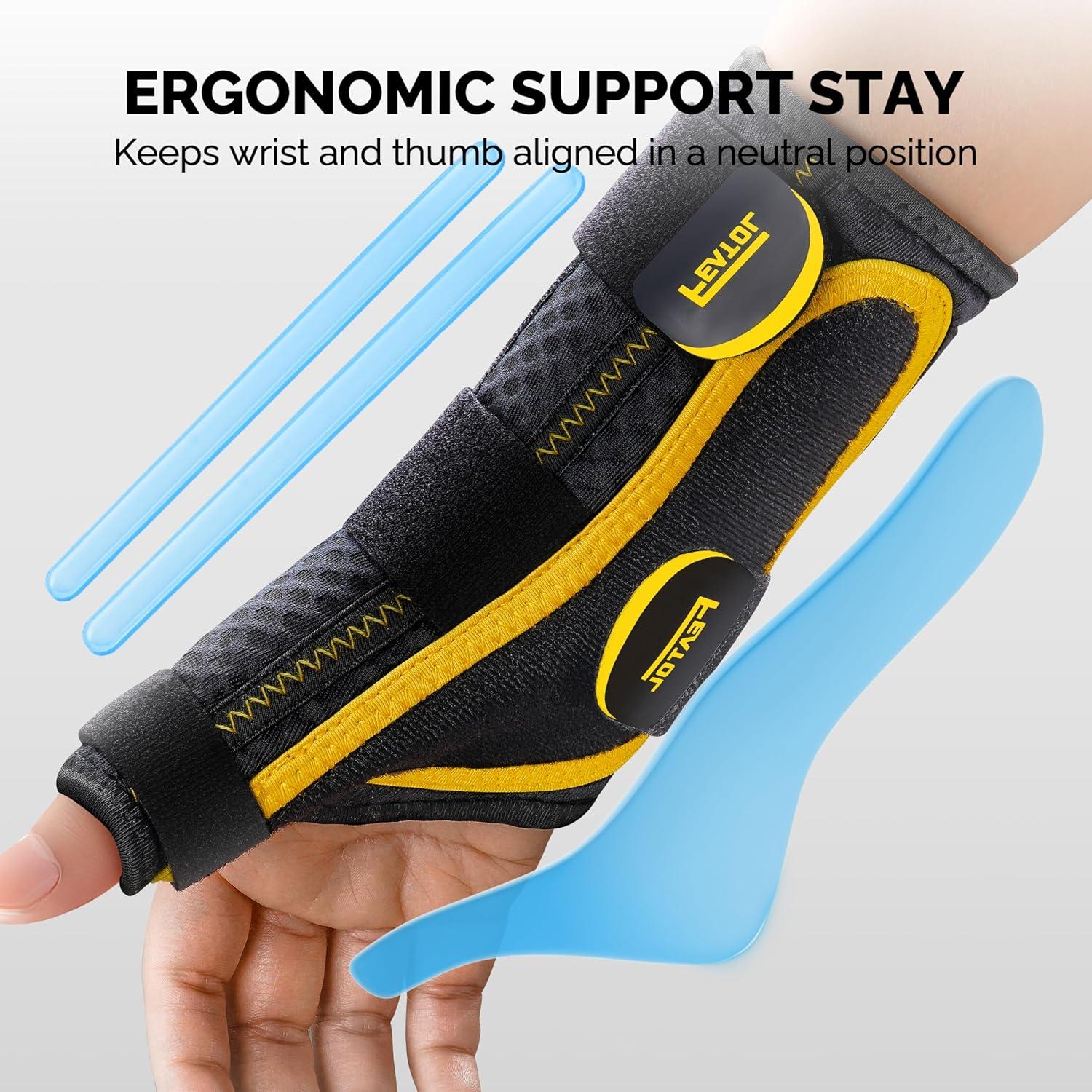 imageFEATOL Thumb Brace Right Hand  Ergonomic Support for Trigger Thumb De Quervains Tenosynovitis Lightweight Wrist Brace for Carpal Tunnel Size SM 5quot65quot