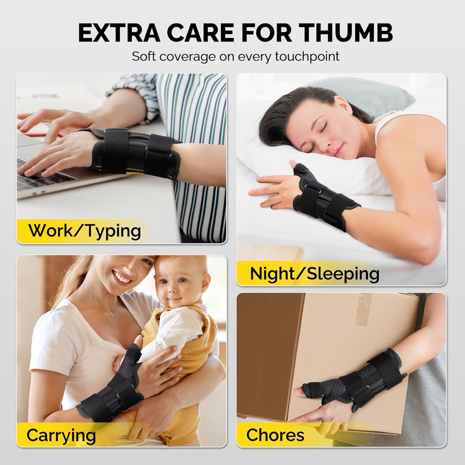 imageFEATOL Thumb Brace Right Hand  Ergonomic Support for Trigger Thumb De Quervains Tenosynovitis Lightweight Wrist Brace for Carpal Tunnel Size SM 5quot65quot