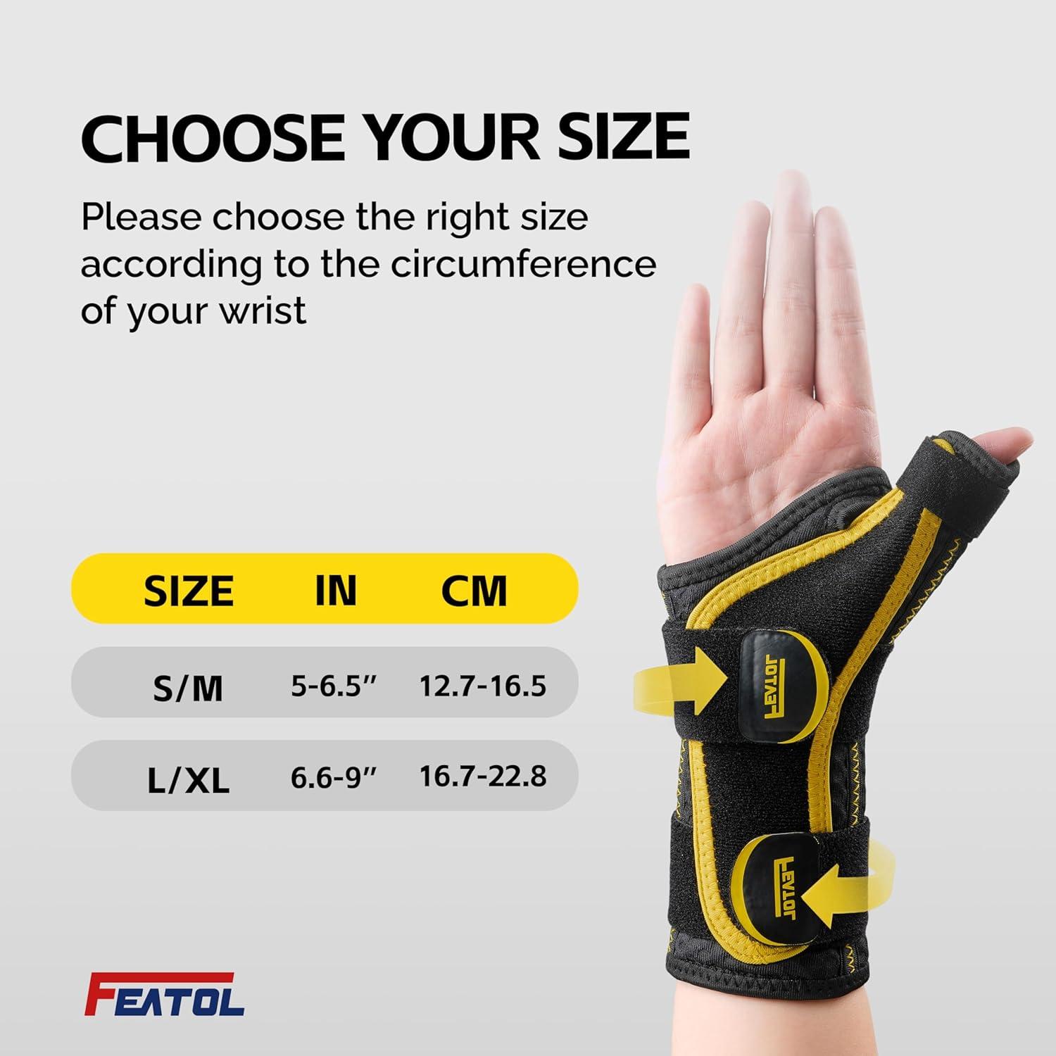 imageFEATOL Thumb Brace Right Hand  Ergonomic Support for Trigger Thumb De Quervains Tenosynovitis Lightweight Wrist Brace for Carpal Tunnel Size SM 5quot65quot