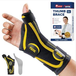 imageFEATOL Thumb Brace Right Hand  Ergonomic Support for Trigger Thumb De Quervains Tenosynovitis Lightweight Wrist Brace for Carpal Tunnel Size SM 5quot65quot
