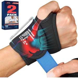 imageFEATOL 2 Pack Wrist Wraps for Pain Carpal Tunnel Tendonitis Adjustable Wrist Support for Work Men and Women Daily Protector Right ampamp Left Hand MediumSmall